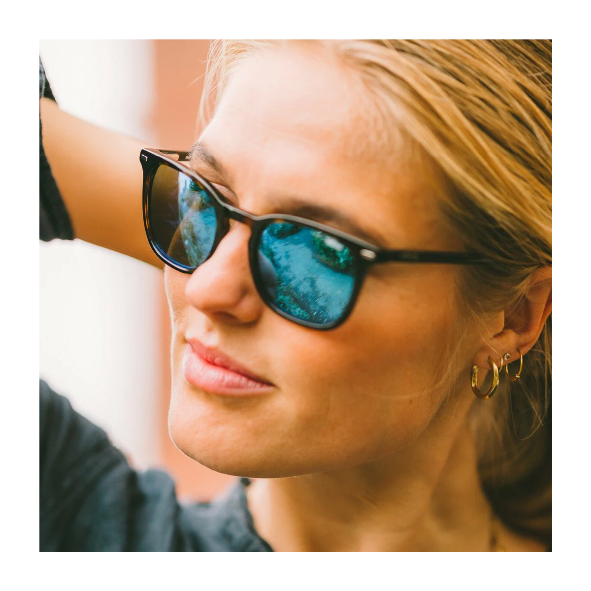 Revo Women's Blu Re1129 Watson 05 E Horn Bio-Acetate Occhiali Da Sole
