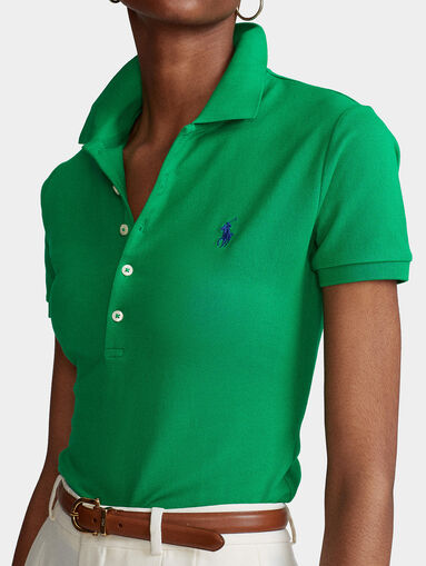 RALPH LAUREN Ralph Lauren Polo Slim fit stretch verde con pony — 5/7
