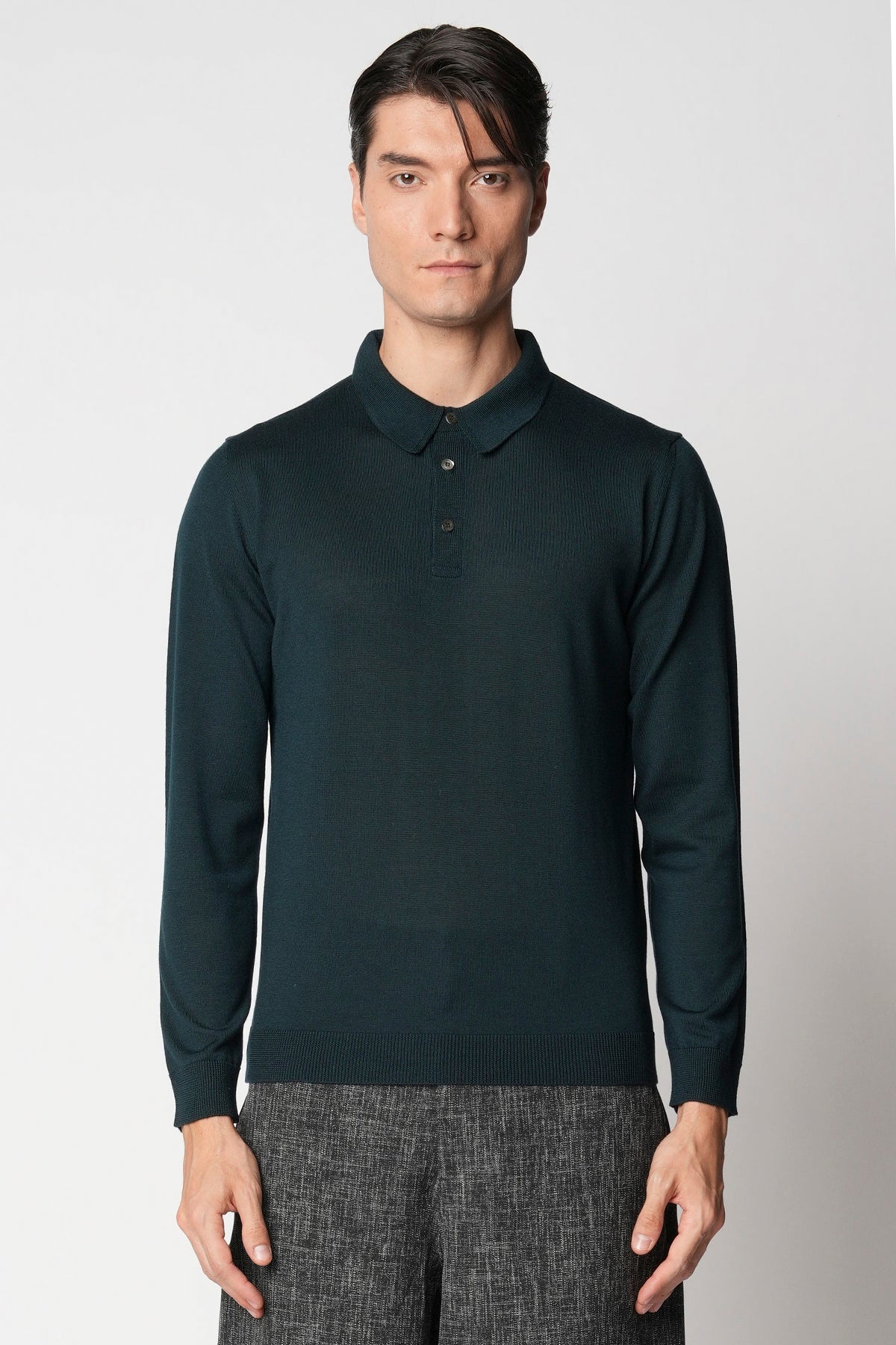 BELLWOOD Bellwood Polo bottoni rasato in lana merino extrafine — 5/6