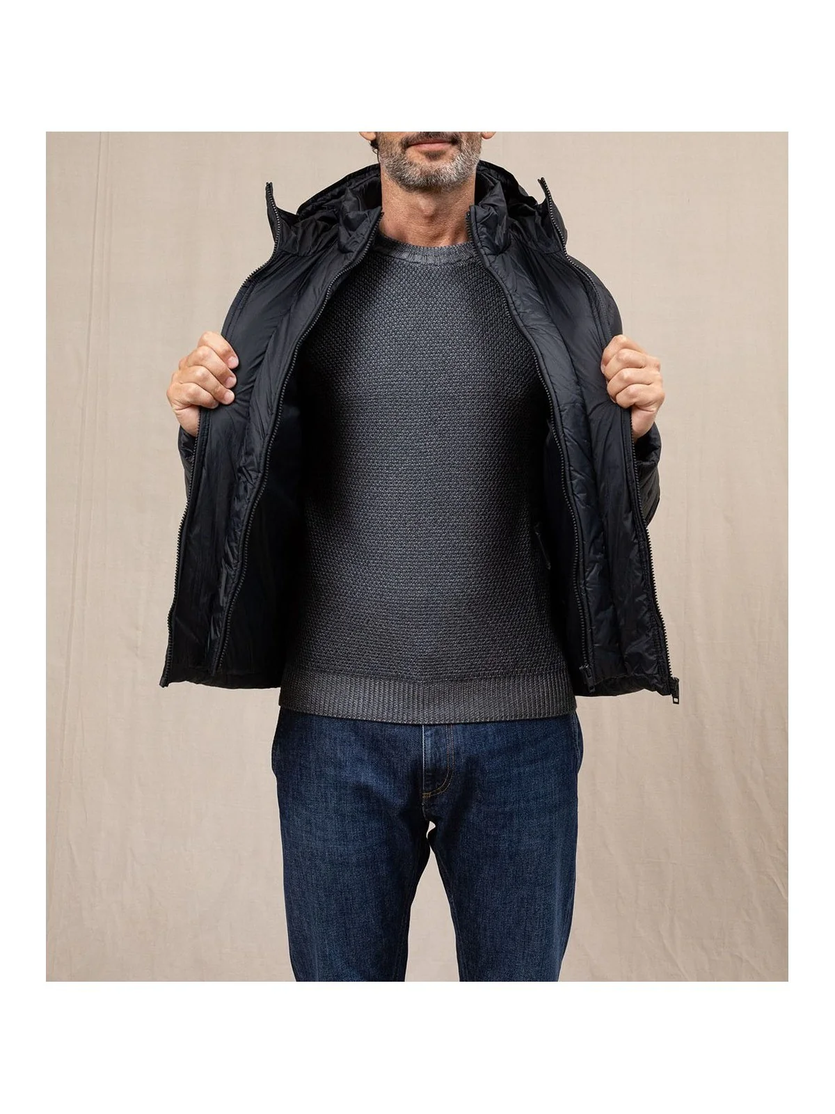 Fay Fay Piumino Double Front in Popeline Calandrato — 6/9