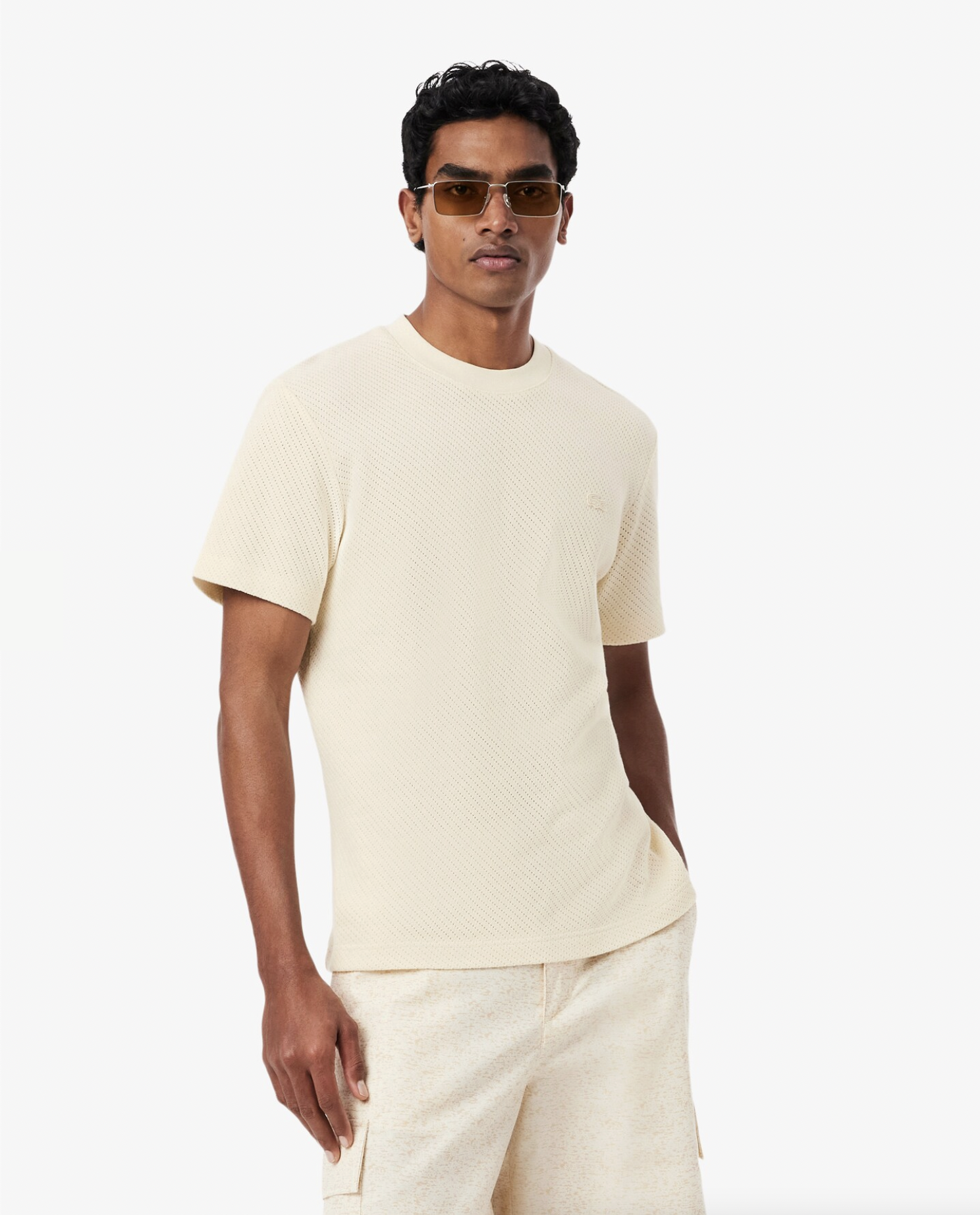 Lacoste T-shirt in cotone e pizzo
