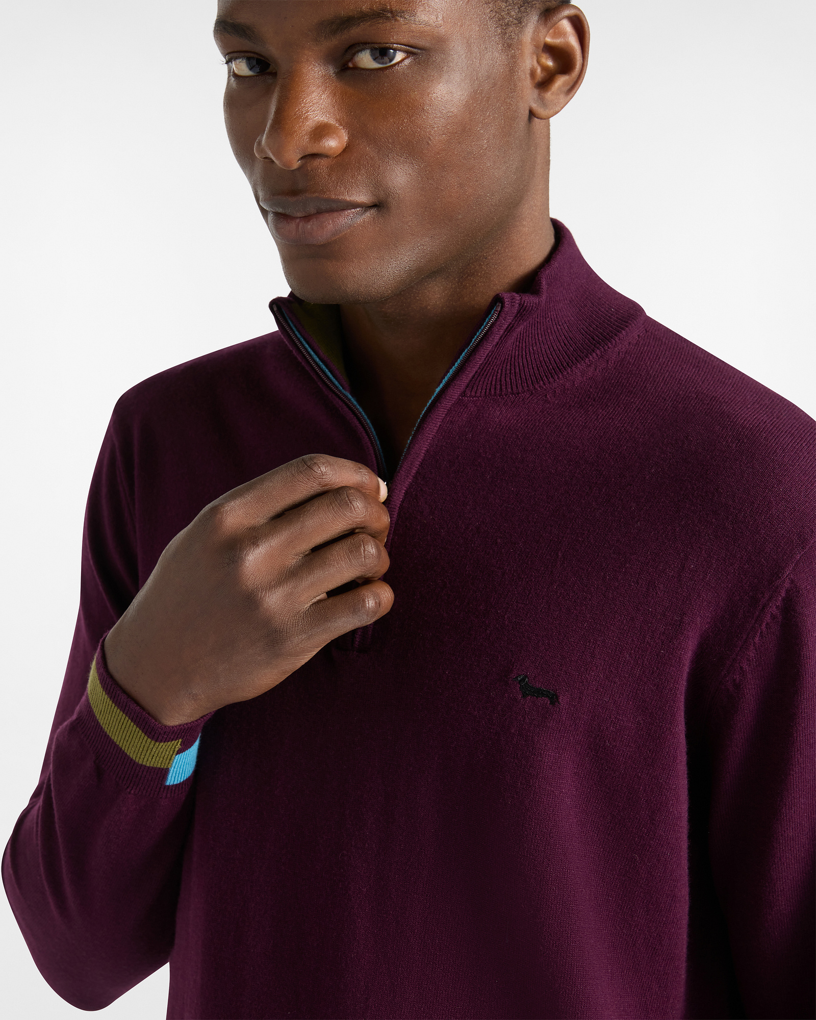 HARMONT& BLAINE Harmont& Blaine Pullover Half Zip Color Block — 1/3