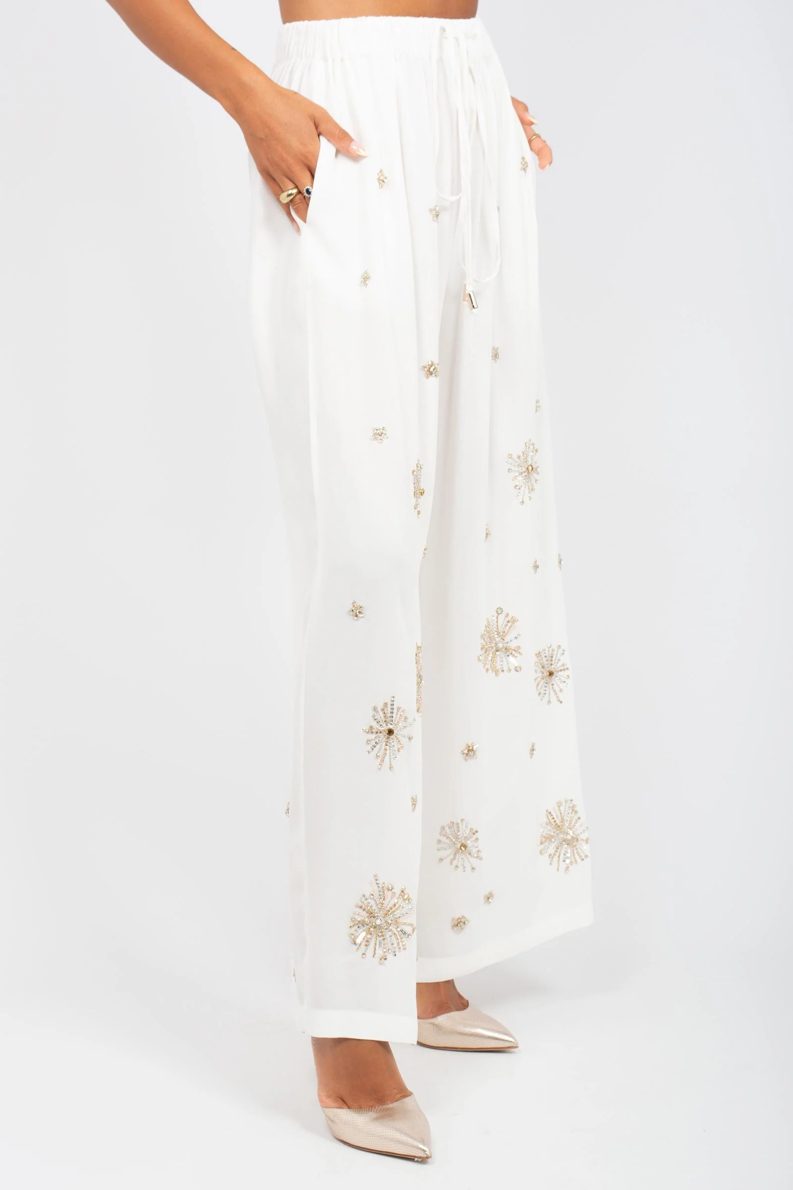 MIRIAM STELLA Miriam Stella PALAZZO PANTS WITHH EMBROIDERY — 2/4