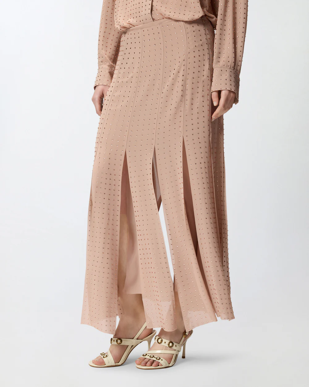 Pinko Gonna midi con frange e strass