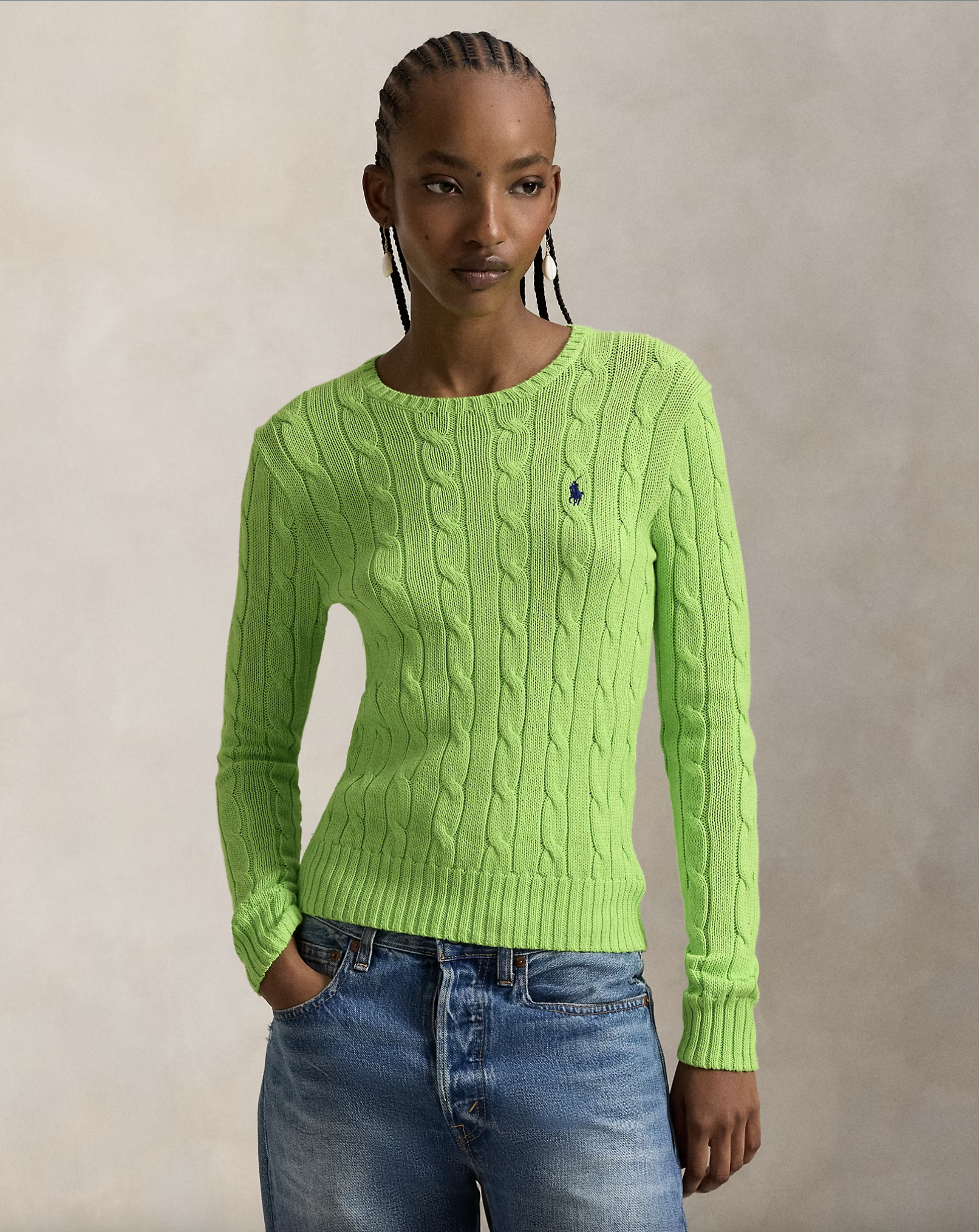 RALPH LAUREN Ralph Lauren Maglia a girocollo in cotone a trecce — 3/4
