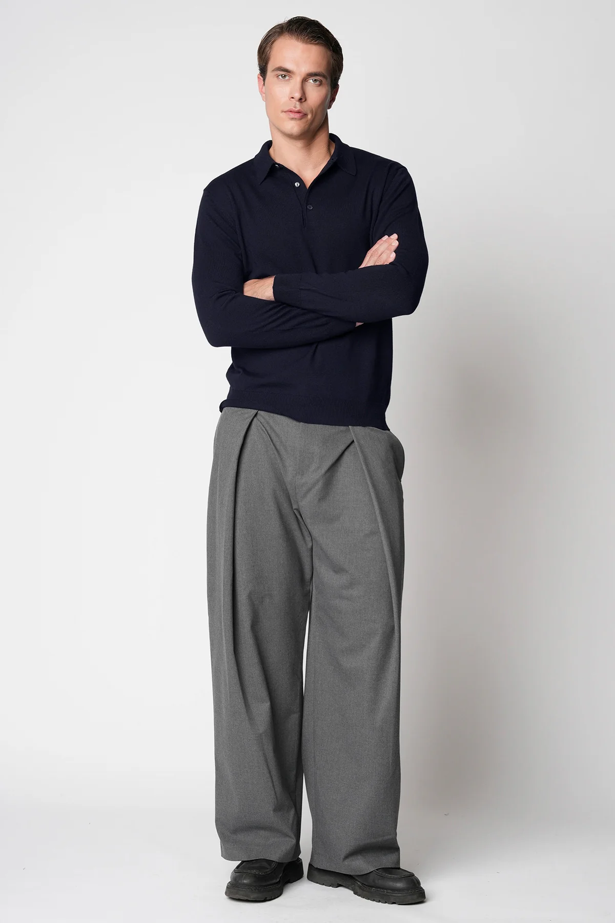 BELLWOOD Bellwood Polo bottoni rasato in lana merino extrafine — 3/6