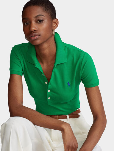 RALPH LAUREN Ralph Lauren Polo Slim fit stretch verde con pony — 4/7