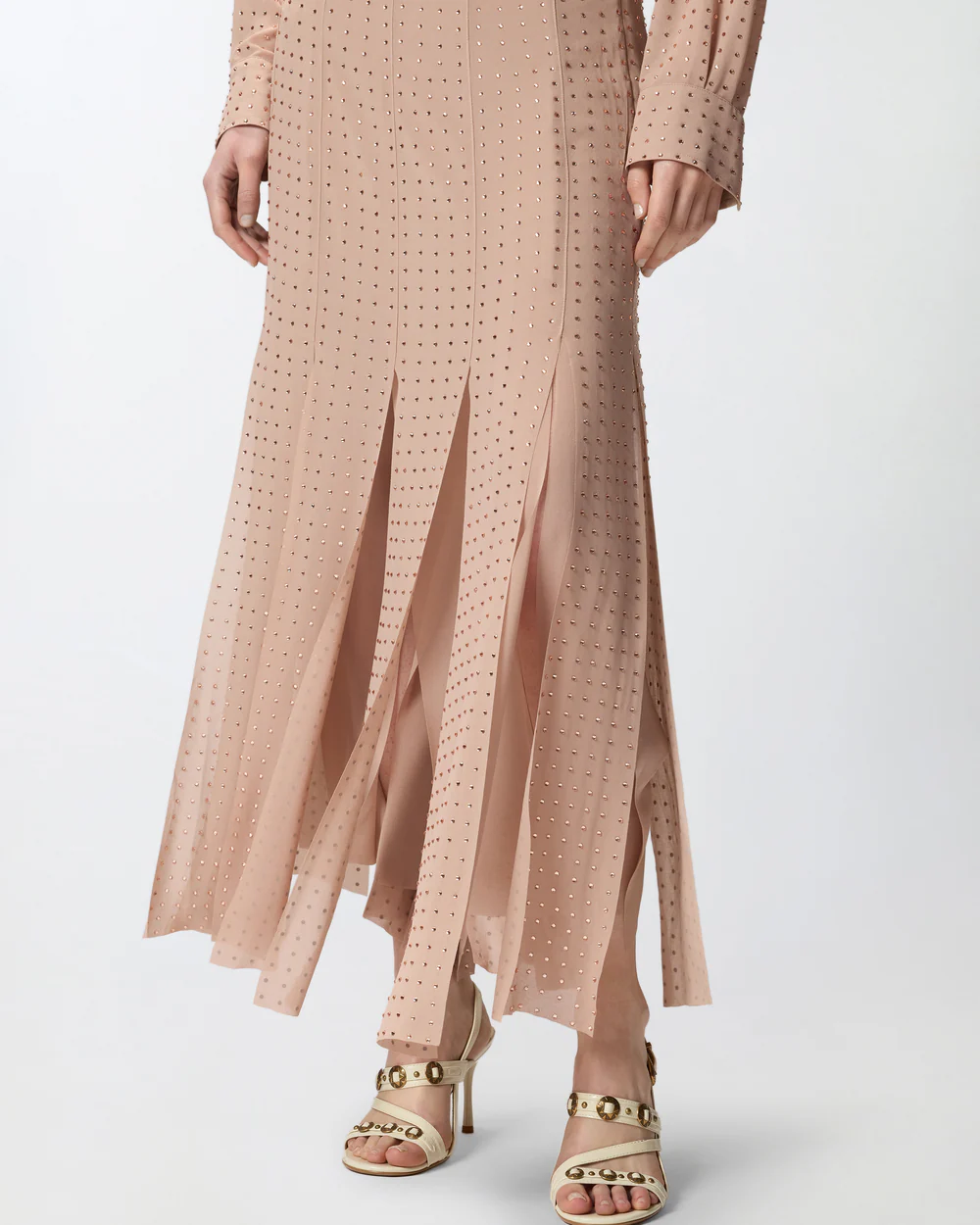 Pinko Pinko Gonna midi con frange e strass — 5/6