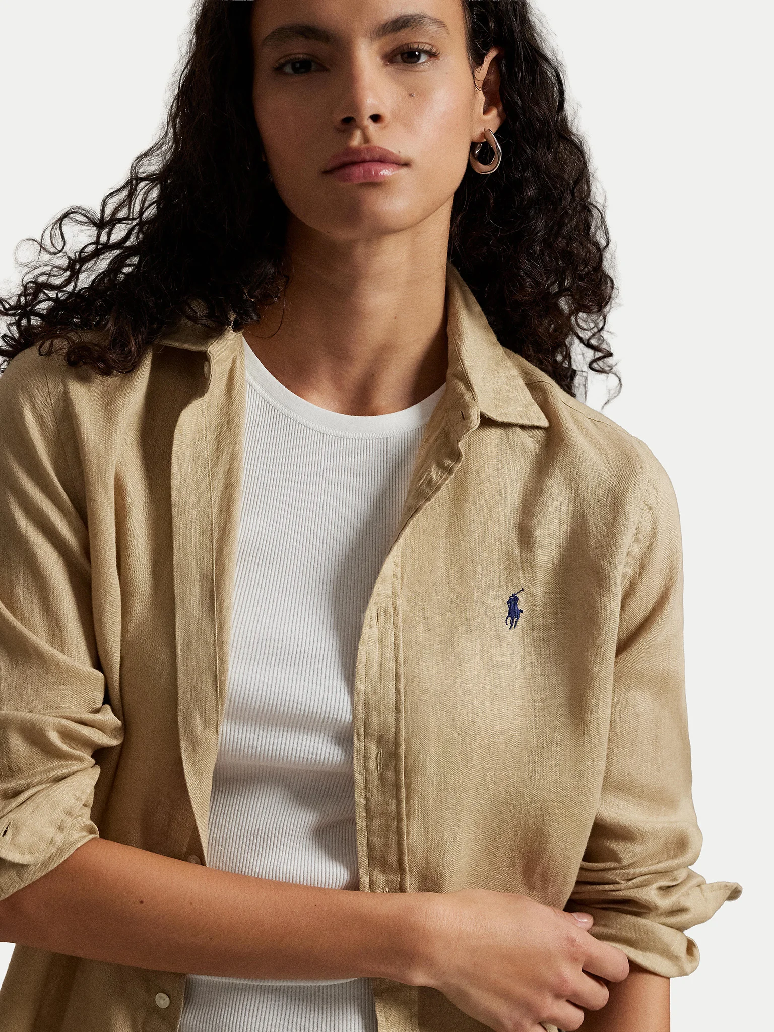 RALPH LAUREN Ralph Lauren Camicia donna in lino con logo — 3/4