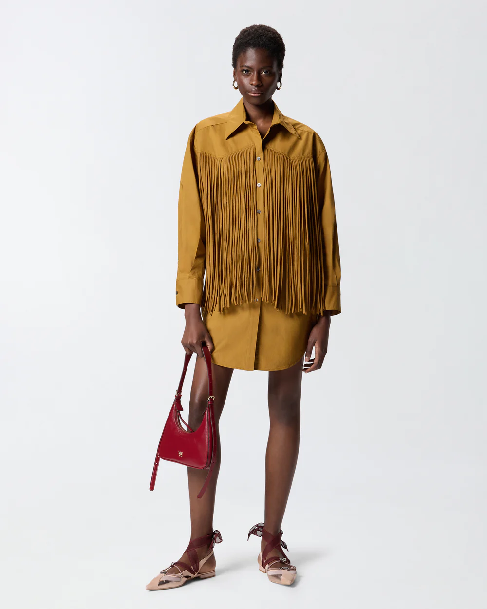 Pinko Pinko Abito corto chemisier con frange — 5/8