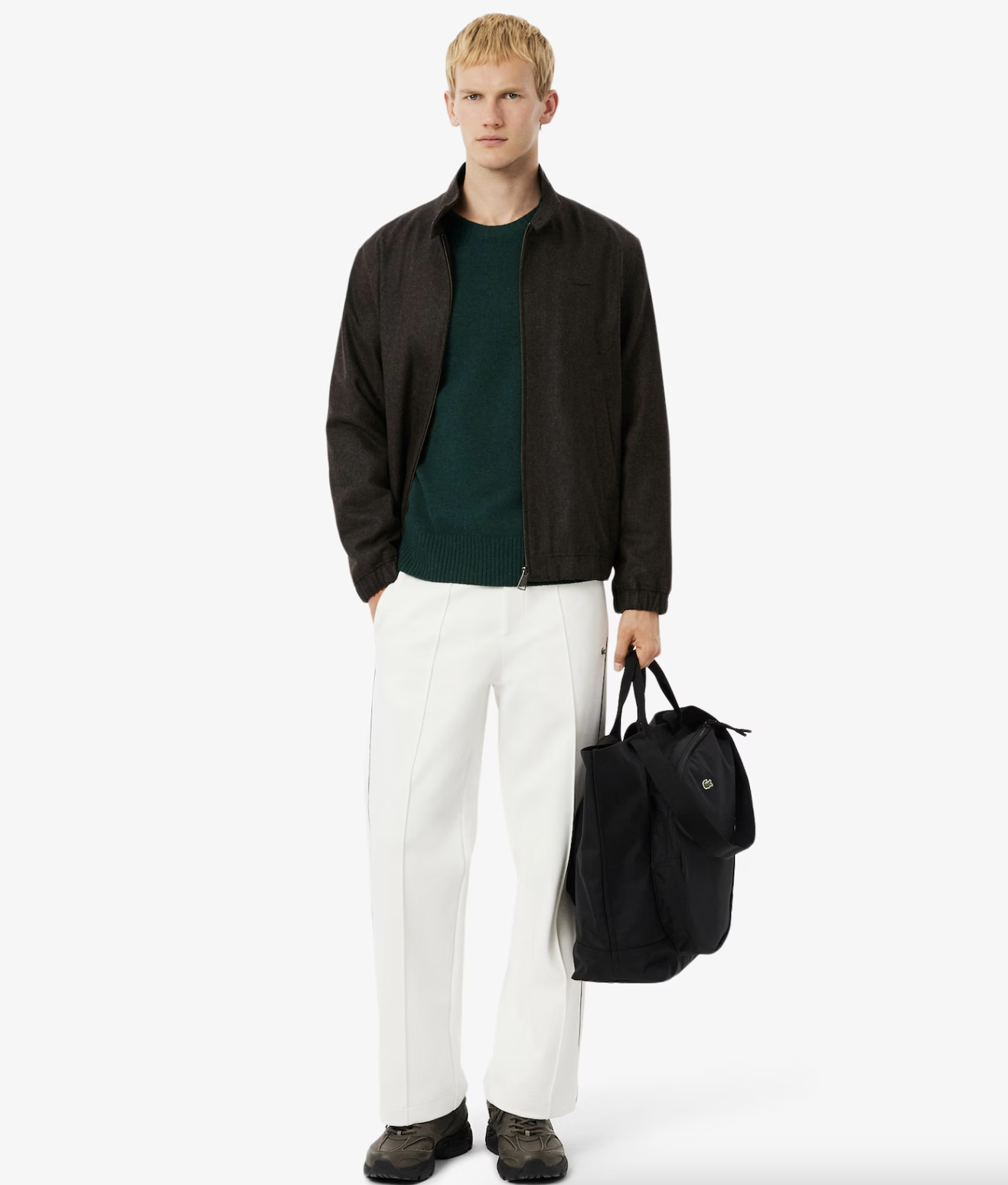 Lacoste Lacoste Maglione a girocollo in lana cardata — 3/4