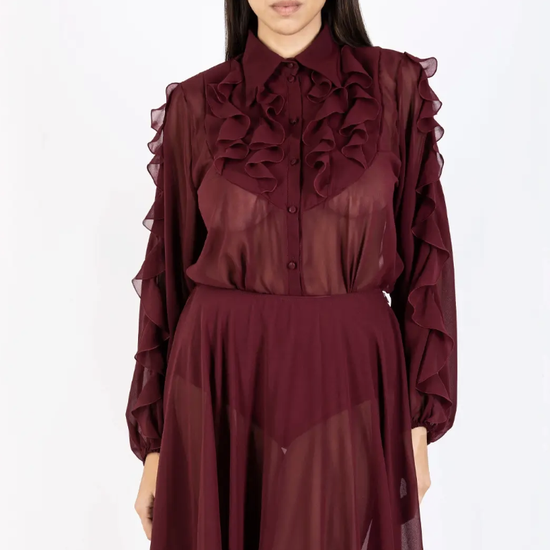 DISTRICT District CAMICIA MANICA LUNGA ROUCHES BORDEAUX