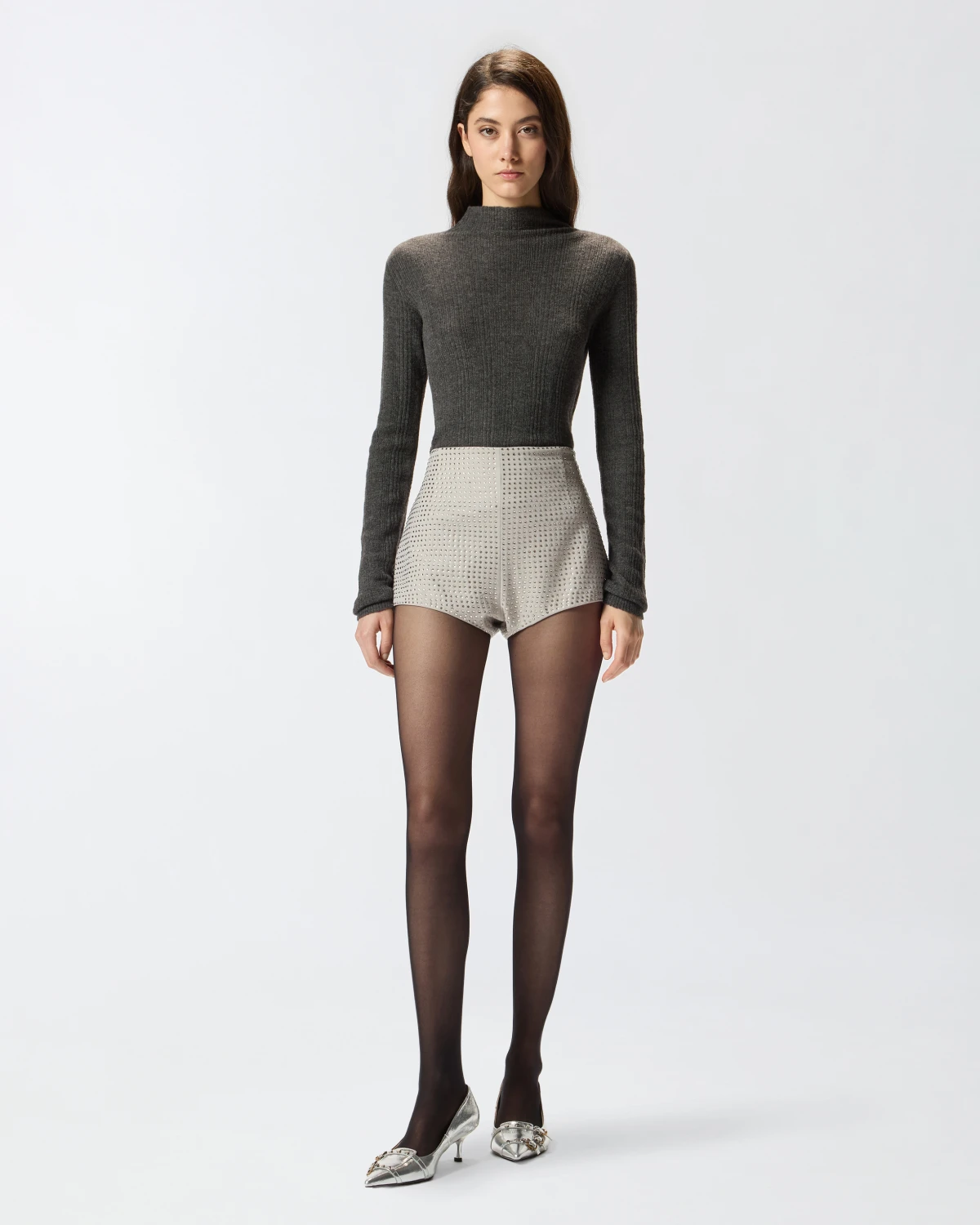 Pinko Pinko Shorts a vita alta full strass — 4/4