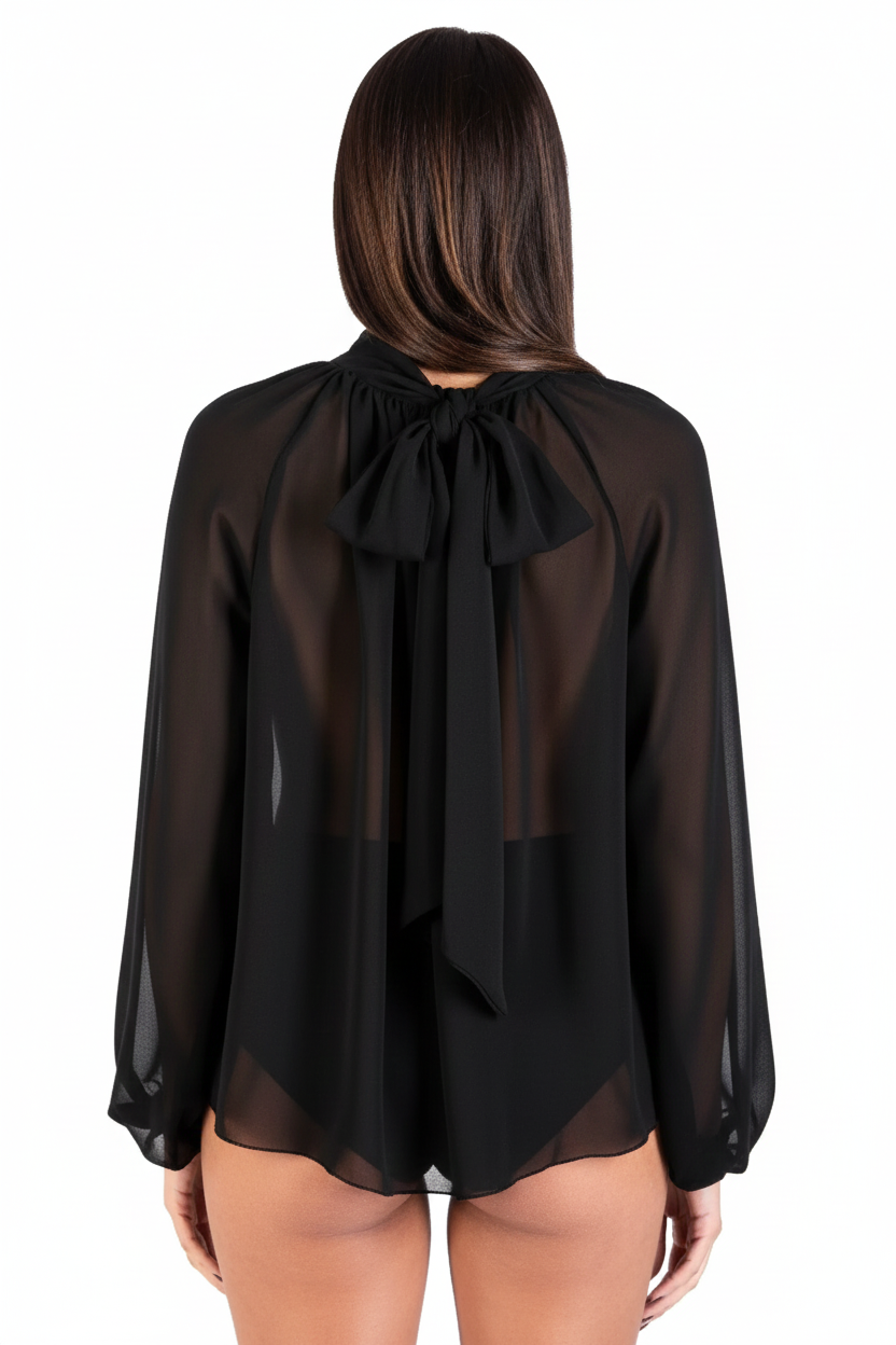 District BLUSA MANICA LUNGA CON FUSCIACCA NERO