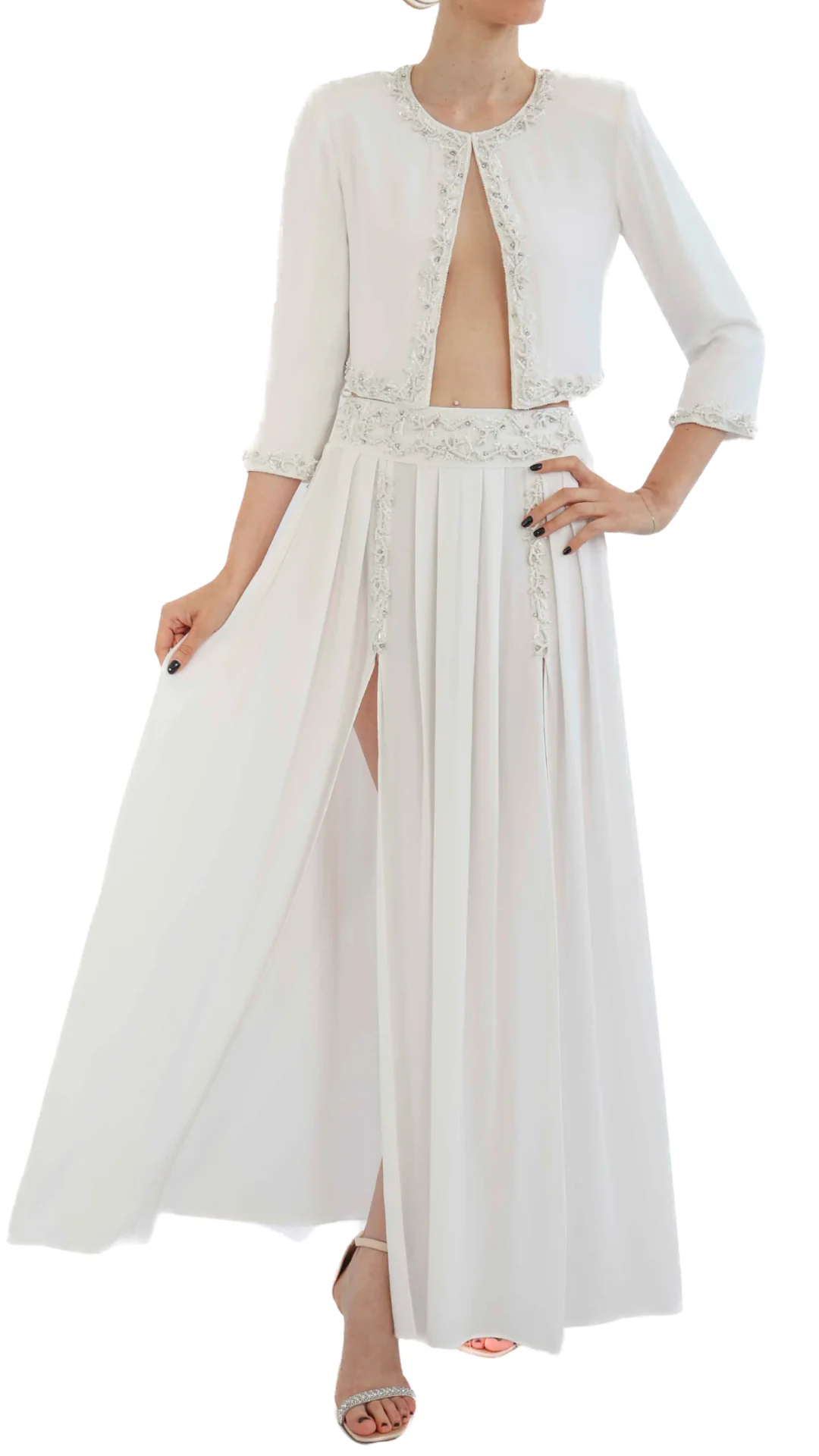 MIRIAM STELLA Miriam Stella LONG SKIRT WITH CORAL EMRBOIDERY SET — 3/4