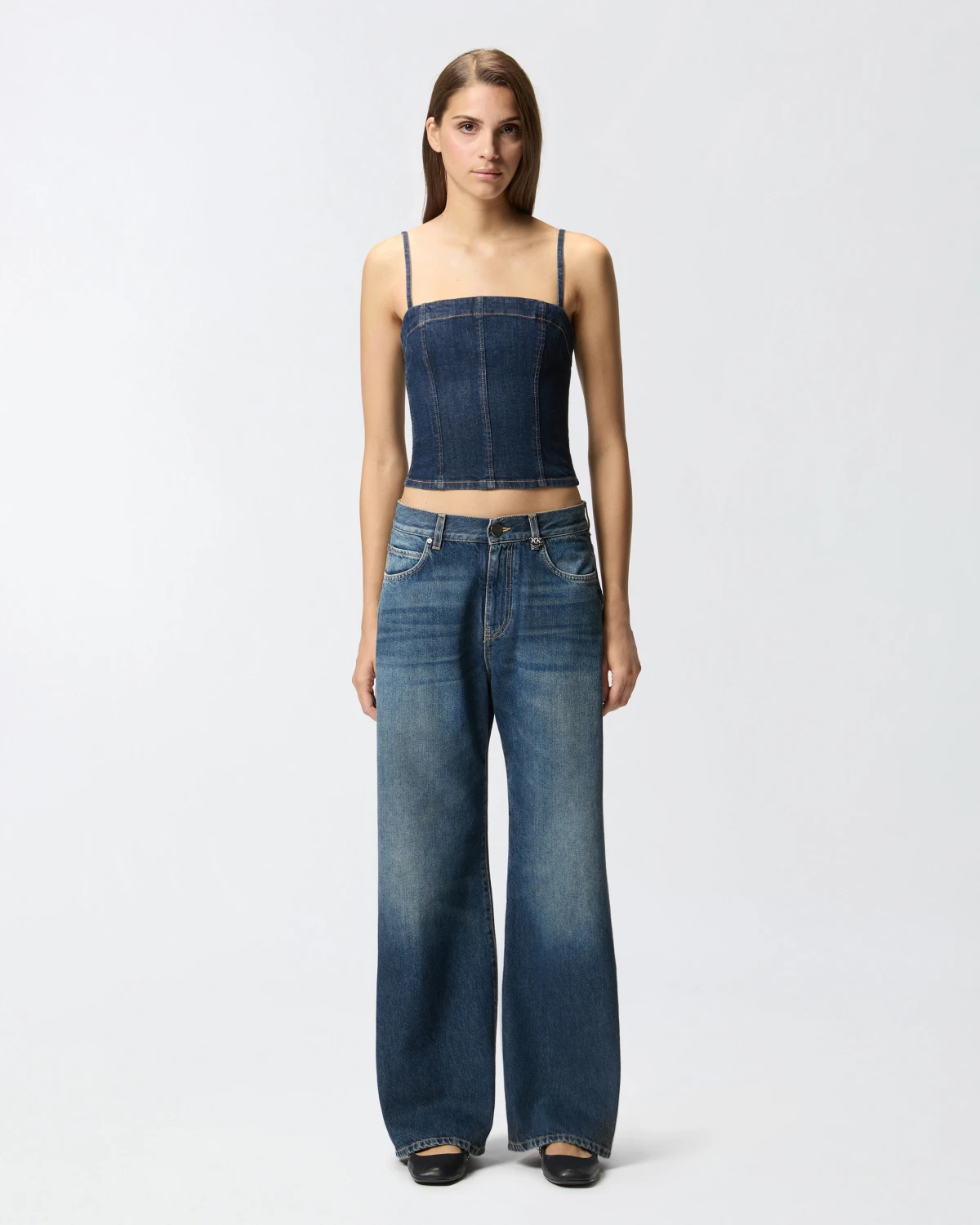 Pinko Pinko Jeans wide leg in denim soft — 3/4