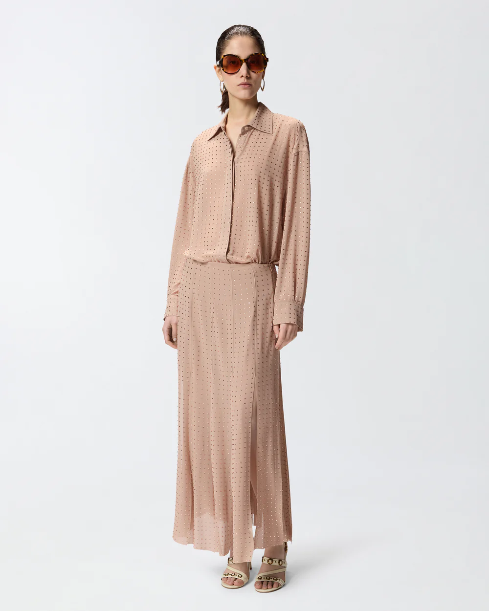 Pinko Pinko Gonna midi con frange e strass — 2/6