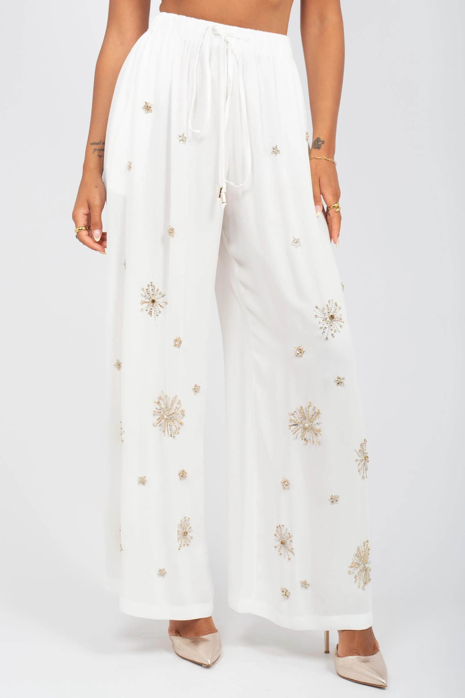 MIRIAM STELLA Miriam Stella PALAZZO PANTS WITHH EMBROIDERY — 1/4