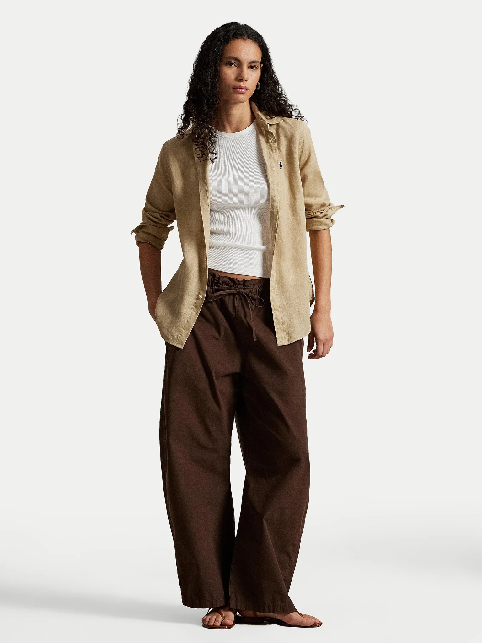 RALPH LAUREN Ralph Lauren Camicia donna in lino con logo — 1/4