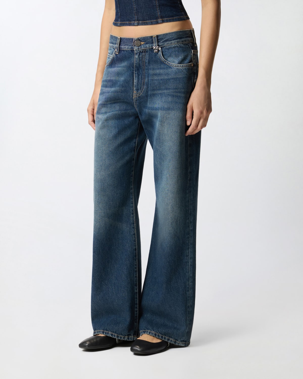 Pinko Jeans wide leg in denim soft