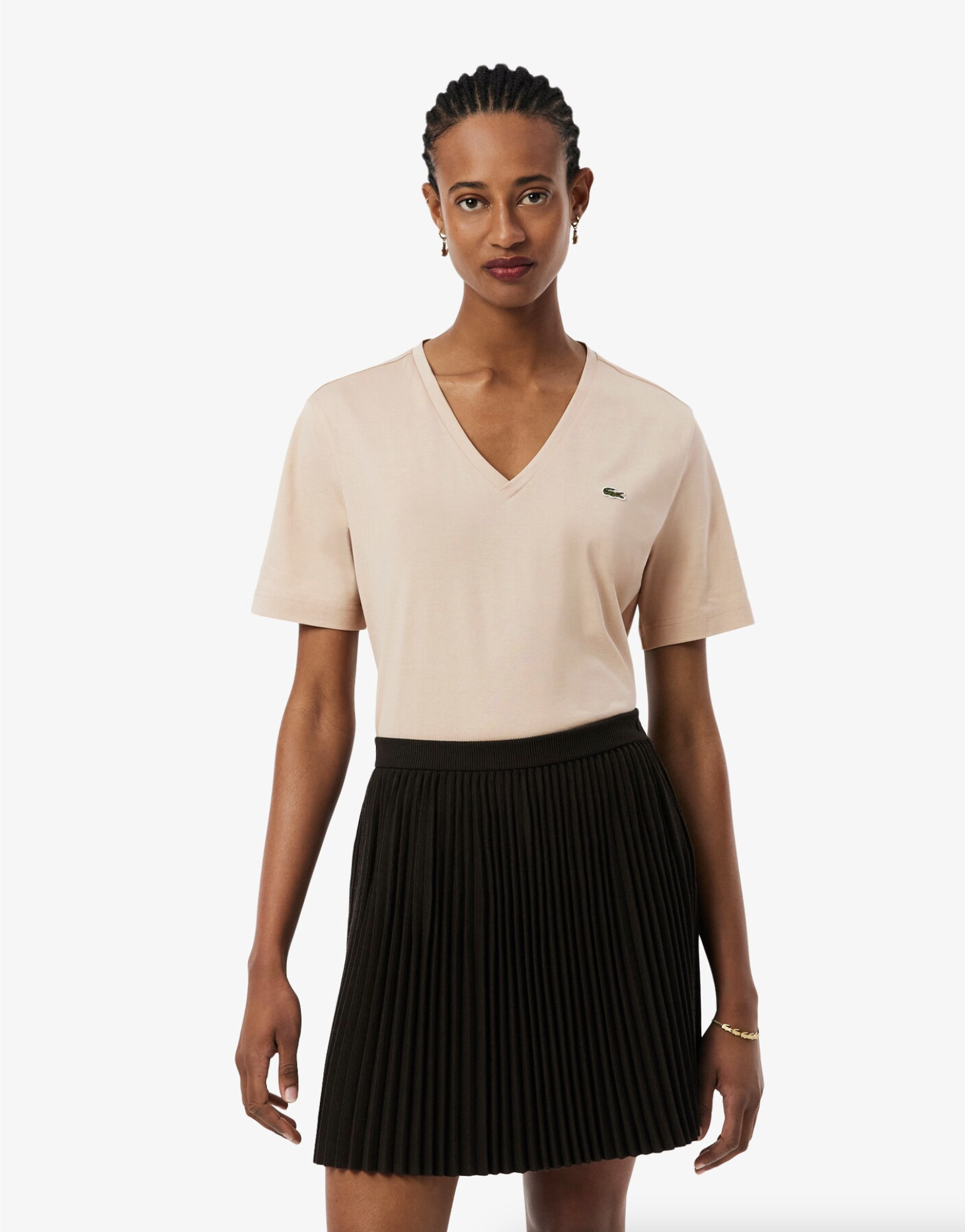 Lacoste T-shirt con scollo a V in morbido cotone relaxed fit