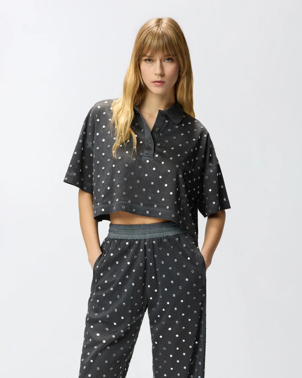 Pinko Pinko Polo cropped in rete con specchietti — 2/4