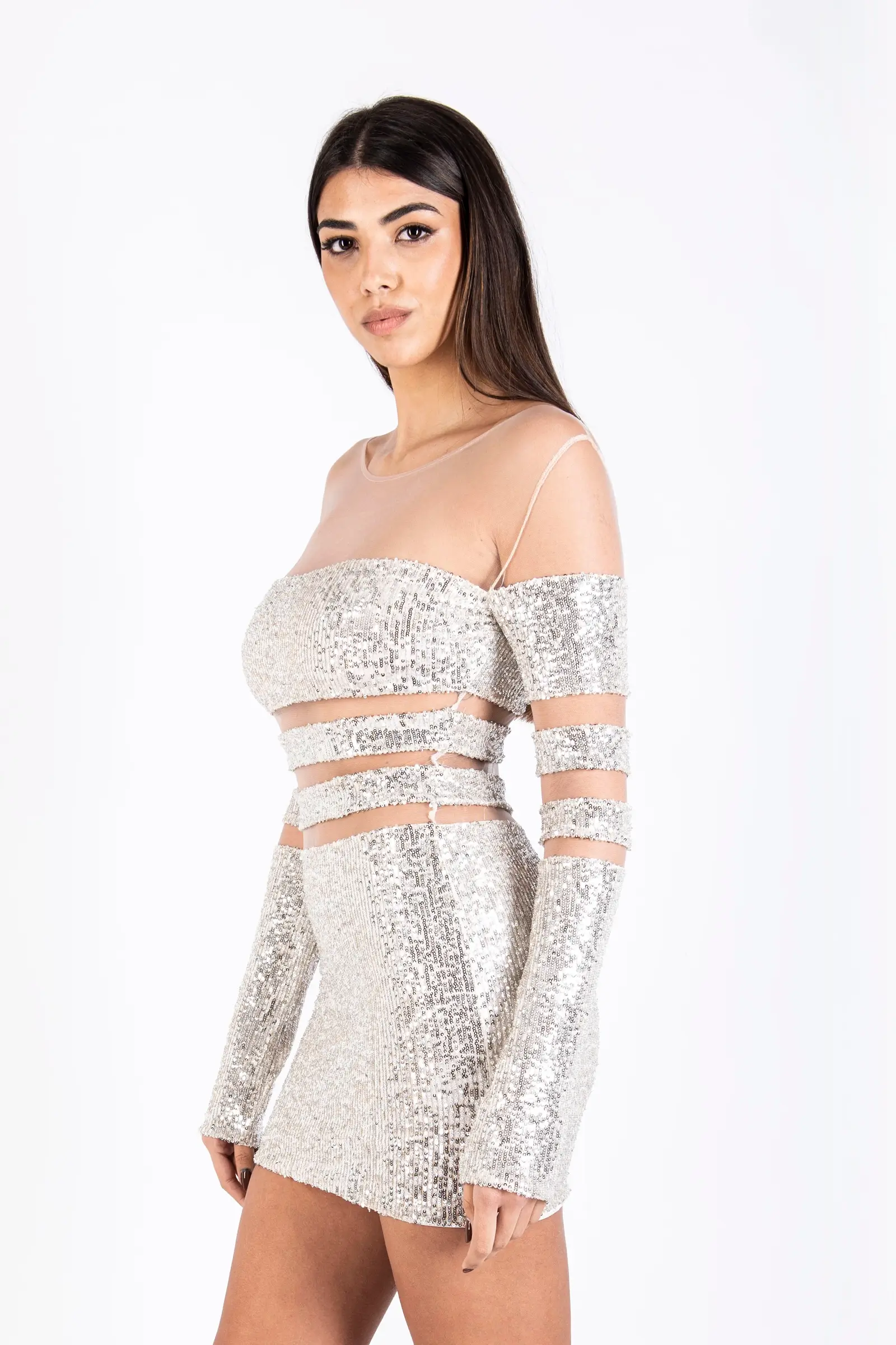 DISTRICT District ABITO CORTO IN PAILLETES E TULLE — 2/3