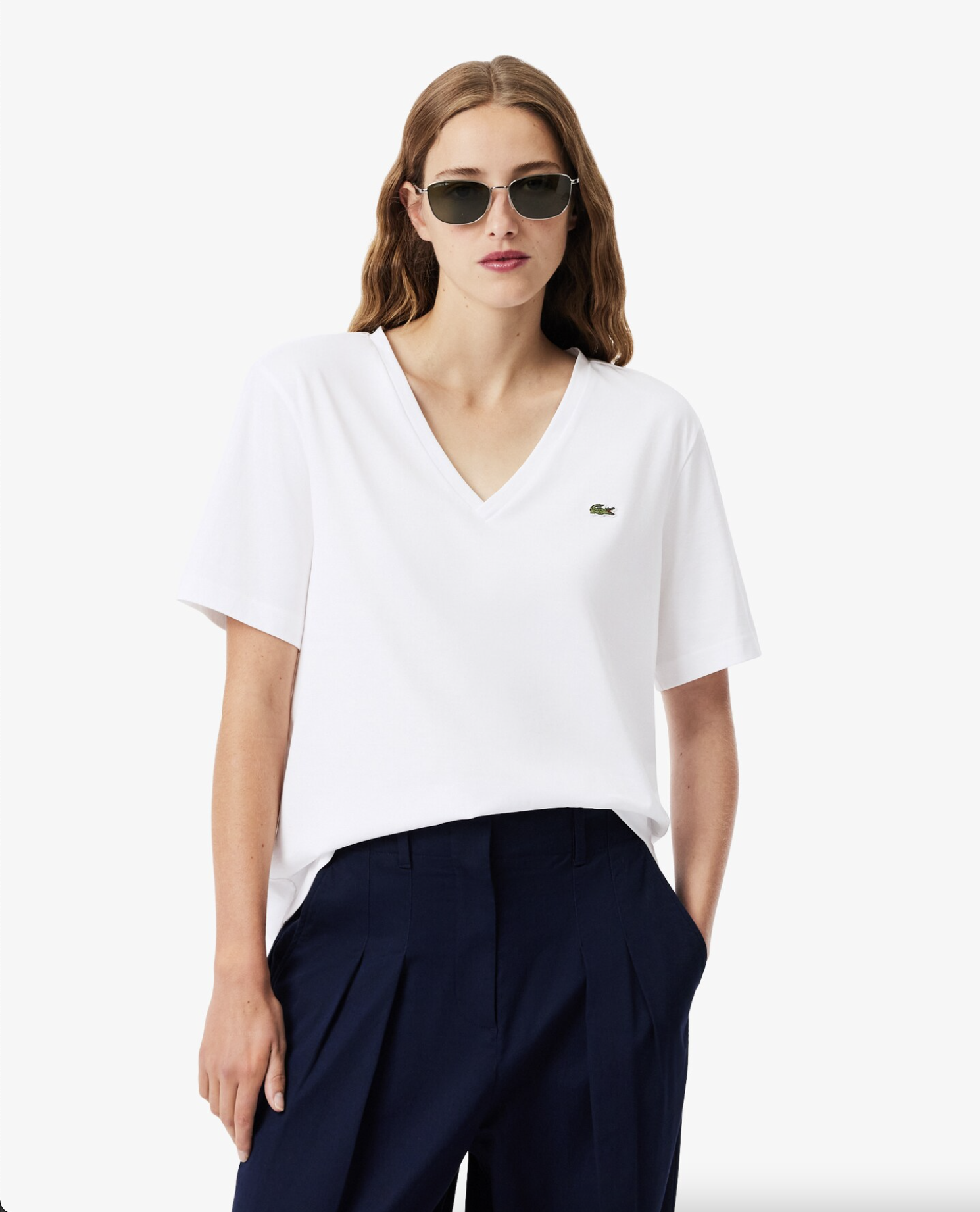 Lacoste Lacoste T-shirt con scollo a V in morbido cotone relaxed fit — 4/6