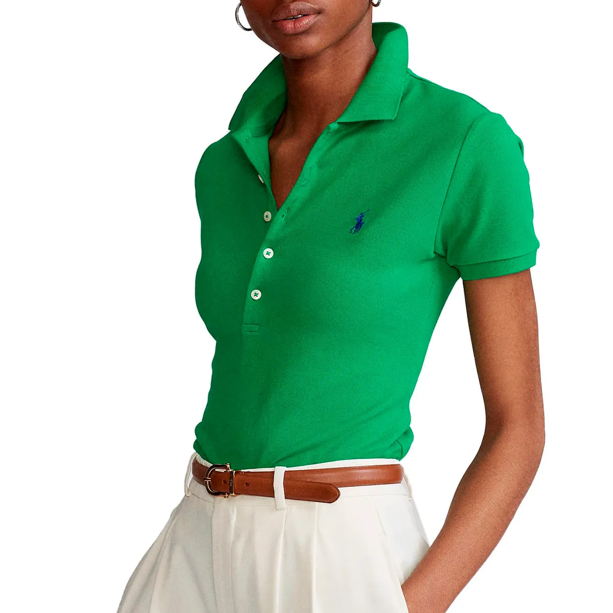 RALPH LAUREN Ralph Lauren Polo Slim fit stretch verde con pony — 1/7