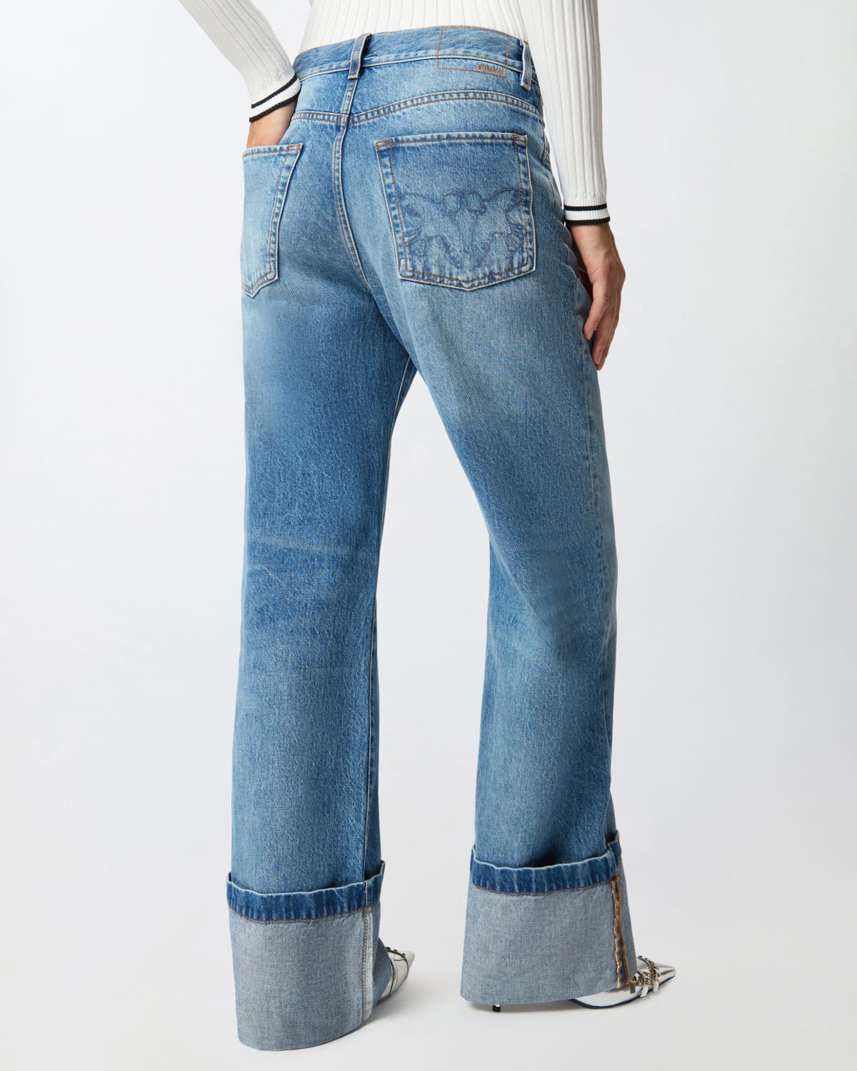 Pinko Pinko WANDA WIDE LEG TURN-UP SEASIDE WASH BLUE — 2/4