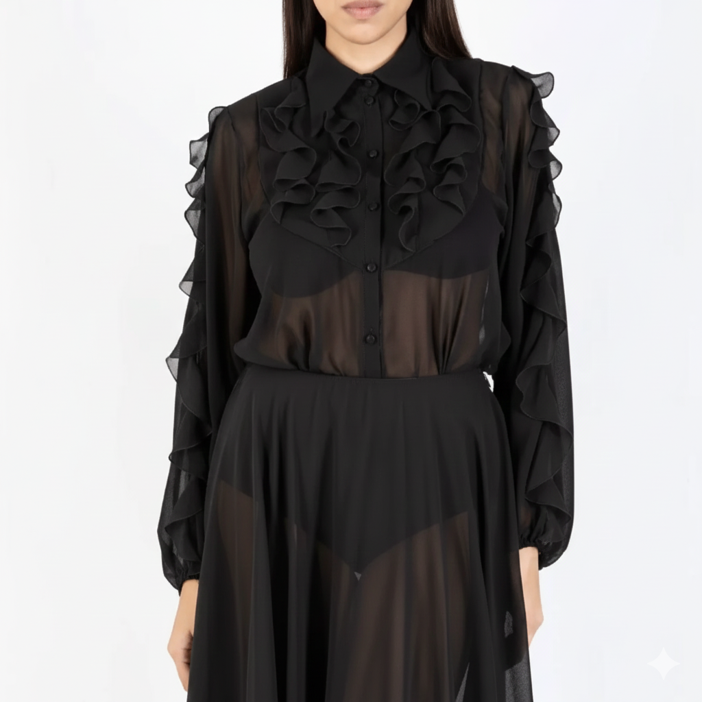 District CAMICIA MANICA LUNGA ROUCHES NE