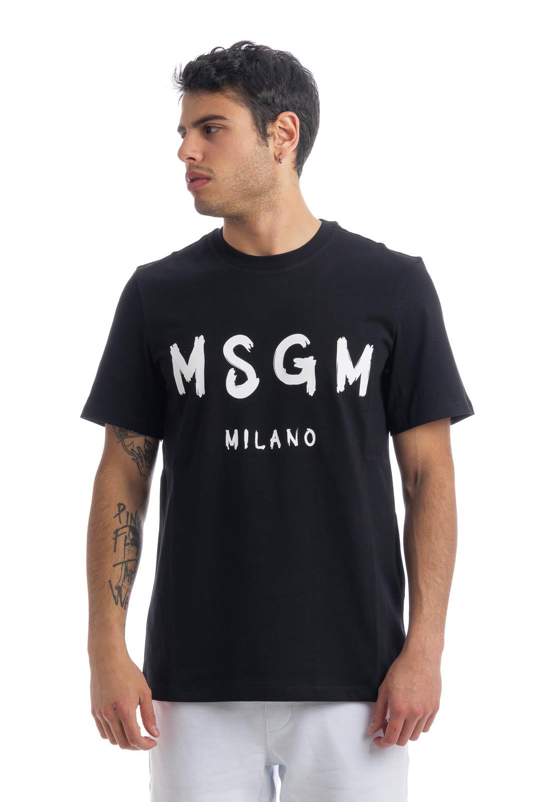 Tシャツ・カットソー MSGM Men T-shirt Black 3440MM510237002 99 MSGM（エムエスジーエム）Tシャツ・カットソー 黒 サイズ:M