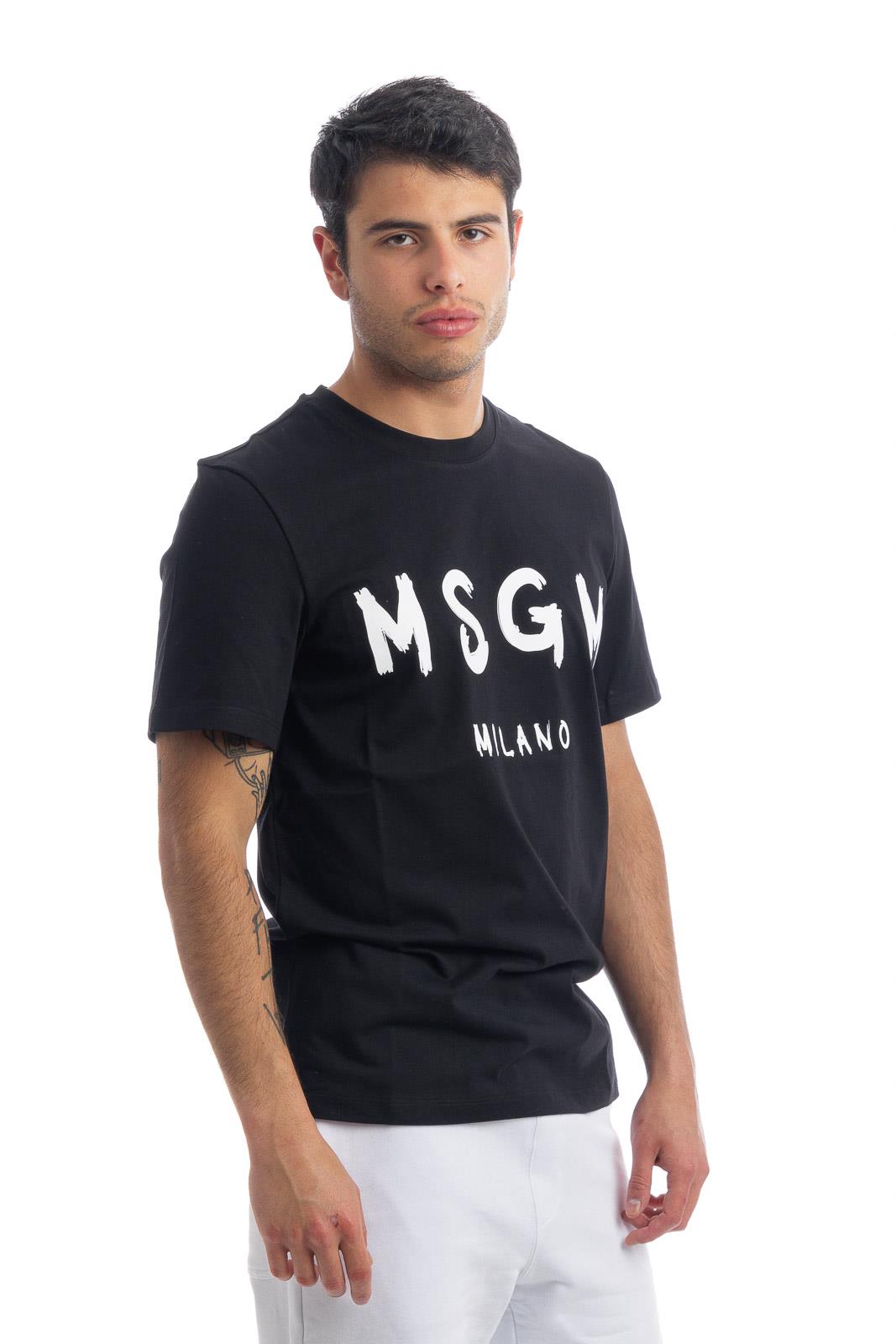 Tシャツ・カットソー MSGM SS24 Navy blue cotton t-shirt (3640MM520247002 89) MSGM - Navy Blue Cotton Jersey T-Shirt | Childrensalon