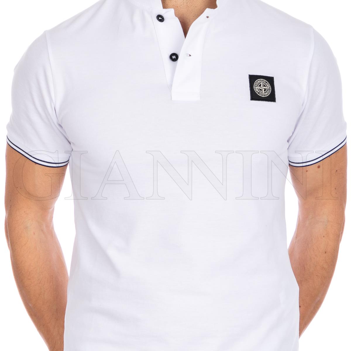 【関税&送料込】Stone  Short-Sleeved Polo Shirt Stone Island Polo Shirt Mens Large Blue Regular Short Sleeve