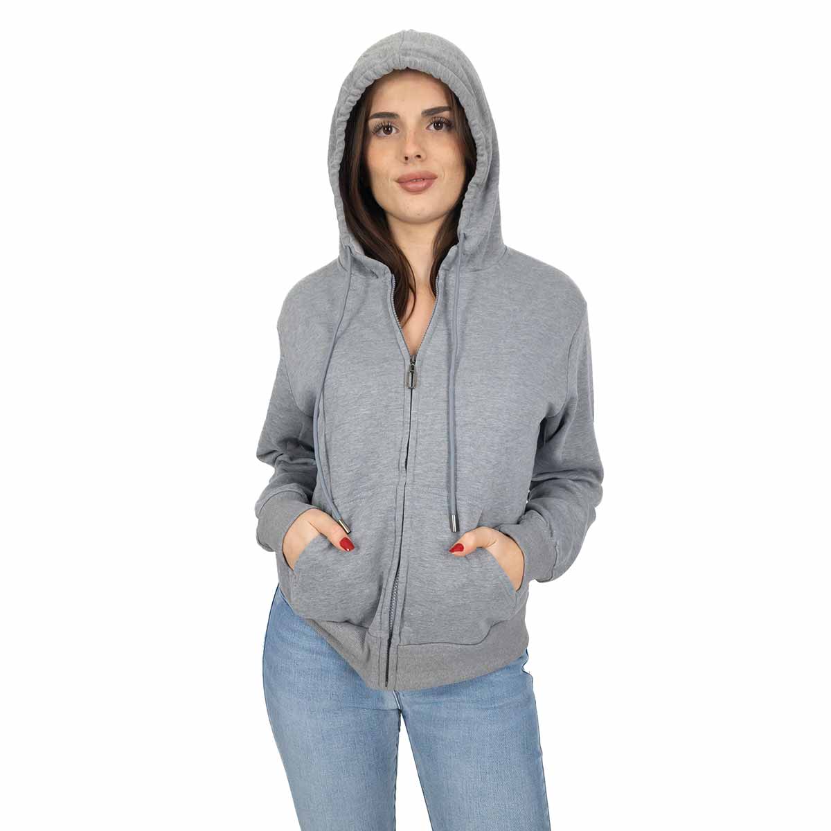 DUHGBNE Felpa Donna Con Cappuccio E Zip, Leggera, Tinta Unita, Con Tasche, Stile Casual Y2K, Per Autunno E Inverno