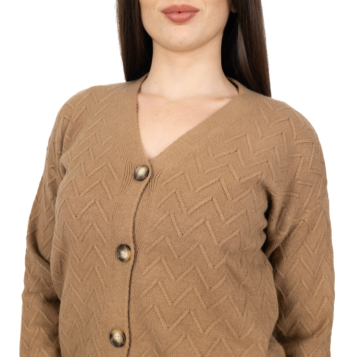 Cardigan Donna Corto In Maglia Grossa - Scollo A V, Bottoni, Aperto, Casual Per Tutte Le Stagioni - Foto 5