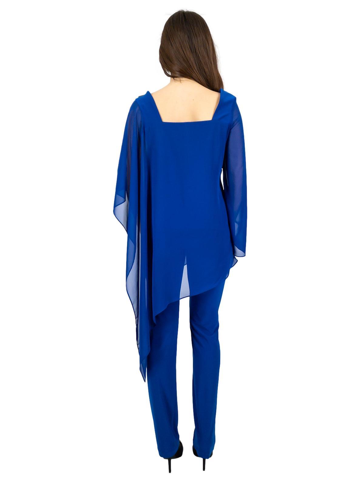 Elegante Pantaloni Blu Royal Completo Pantalone Donna Elegante Con