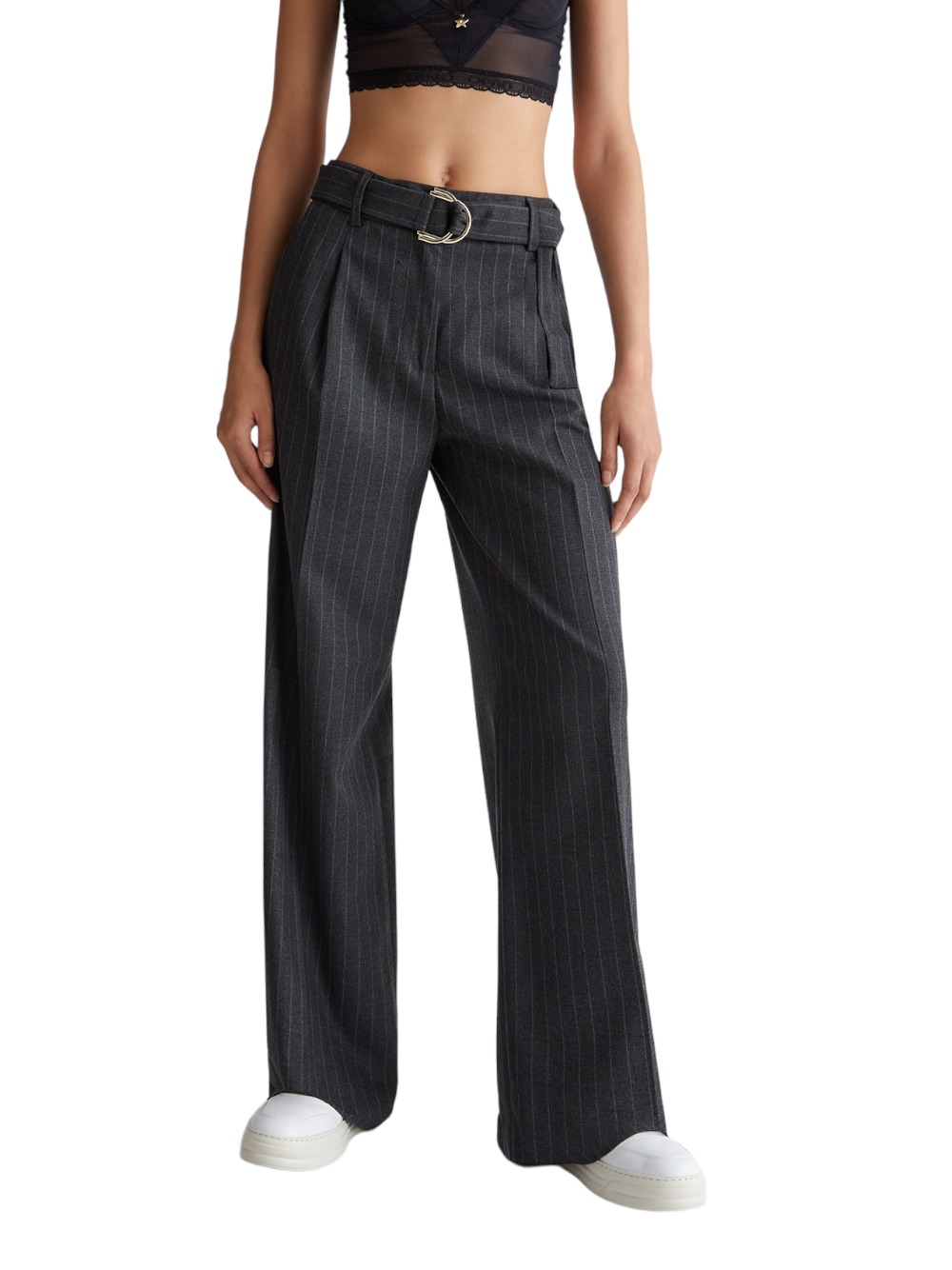 Pantaloni Chino Donna Elasticizzati | Con Cintura E Tasche | Vita Media - Foto 1