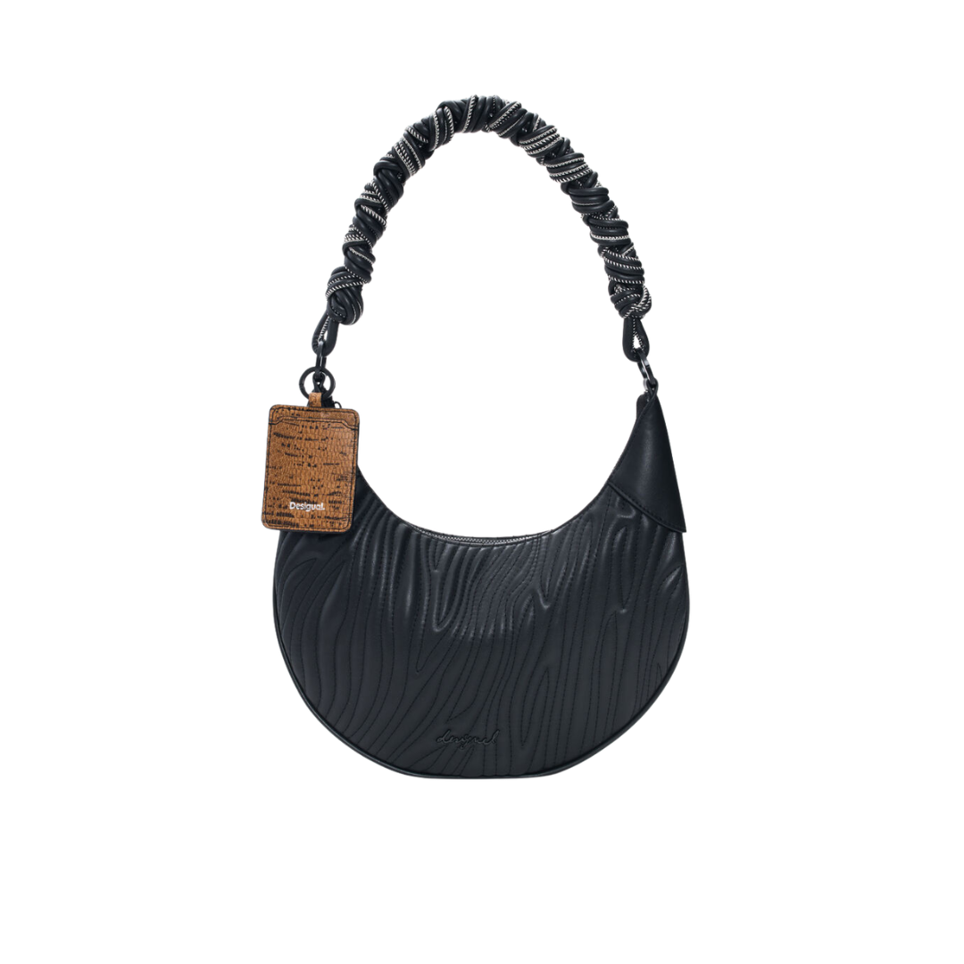 DESIGUAL 26SAXPBC BLACK BAG Oval shaped bag, with interchangeable shoulder straps…