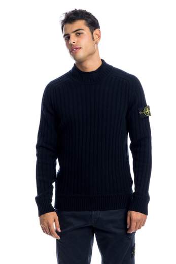 Maglione United Colors Of Benetton Uomo – Girocollo Blu, Lavorazione Rigata, 80% Lana 20% Poliammide